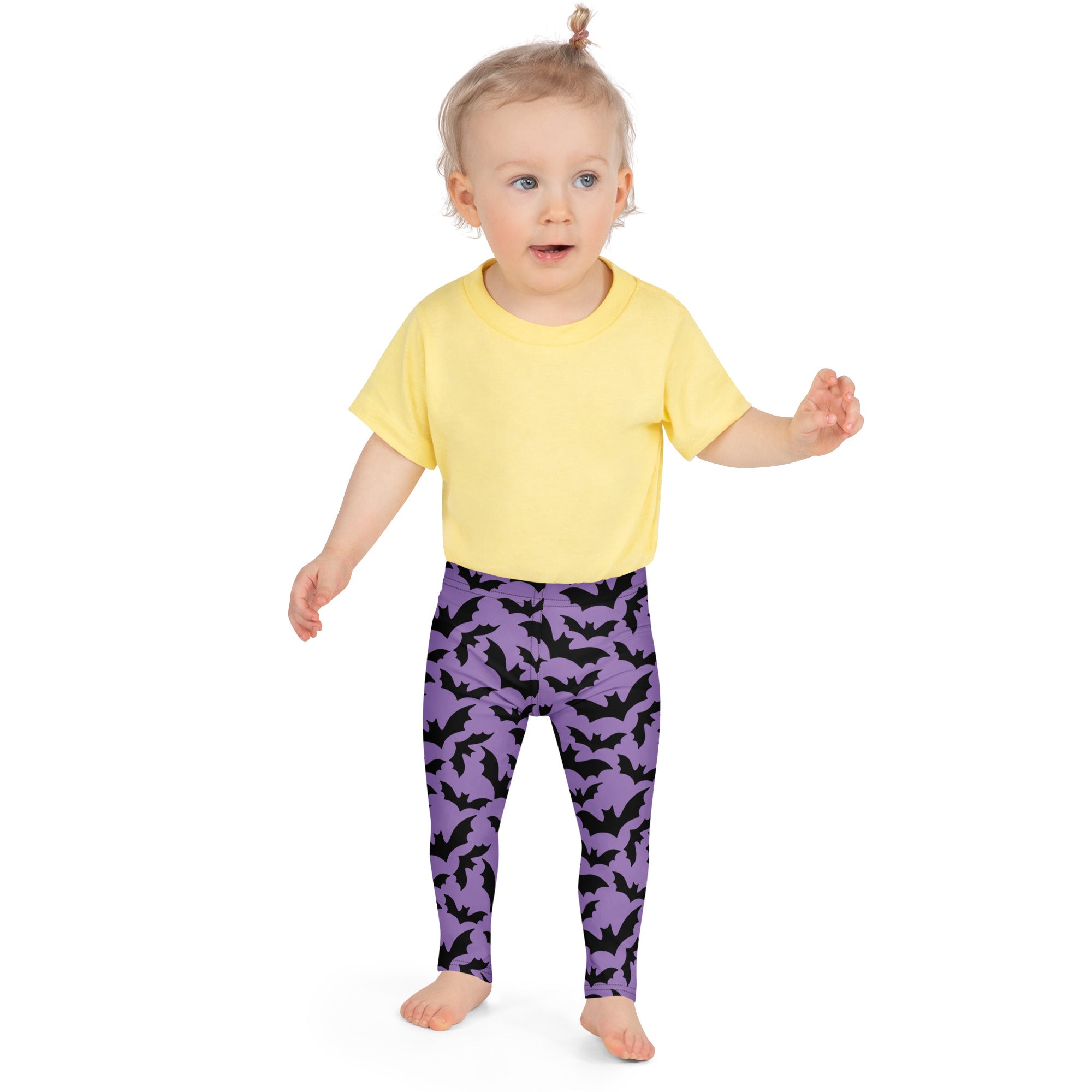 Girls Purple Bat Leggings - Warm, Buttery Soft & Stretchy