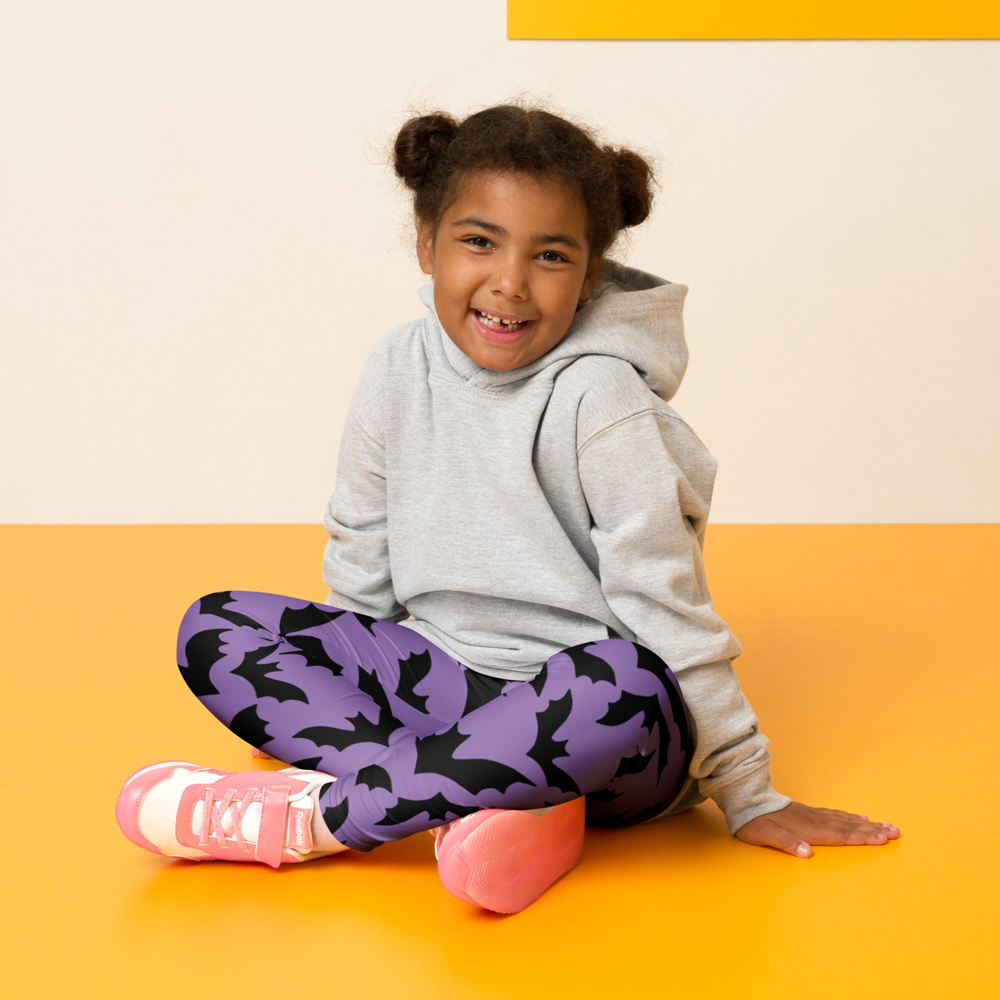 Girls Purple Bat Leggings - Warm, Buttery Soft & Stretchy