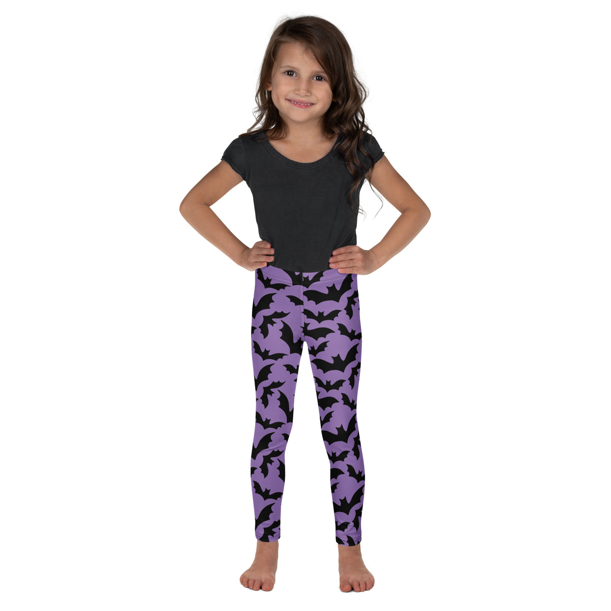 Girls Purple Bat Leggings - Warm, Buttery Soft & Stretchy