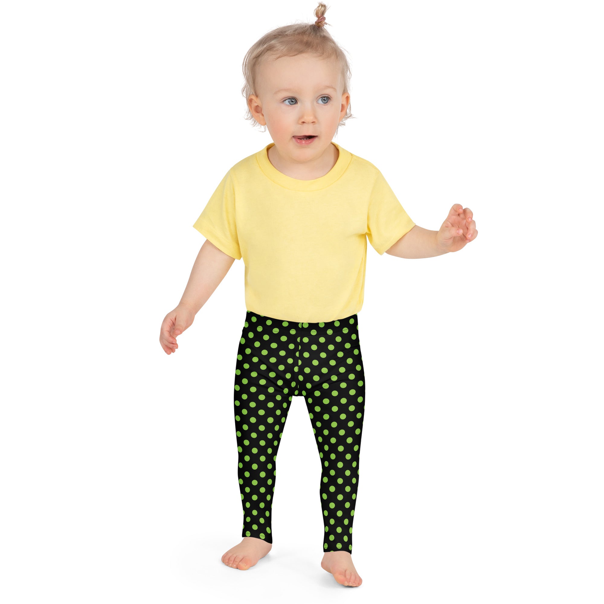 Girls Green Halloween Polka Dot Leggings - Warm, Buttery Soft & Stretchy