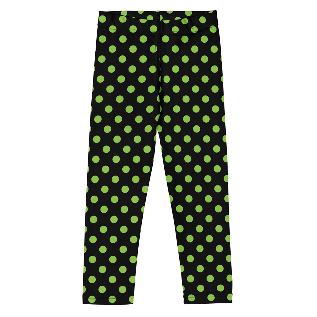 Girls Green Halloween Polka Dot Leggings - Warm, Buttery Soft & Stretchy