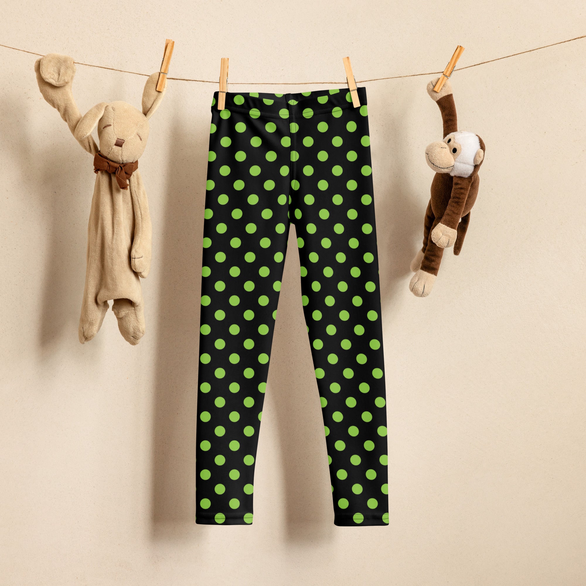 Girls Green Halloween Polka Dot Leggings - Warm, Buttery Soft & Stretchy
