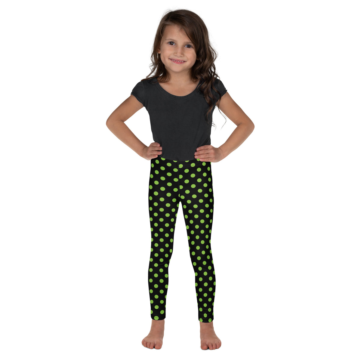 Girls Green Halloween Polka Dot Leggings - Warm, Buttery Soft & Stretchy
