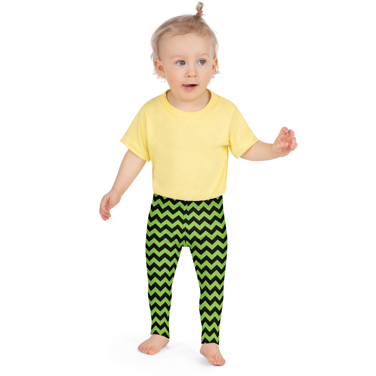 Girls Green Chevron Halloween Leggings - Warm, Buttery Soft & Stretchy