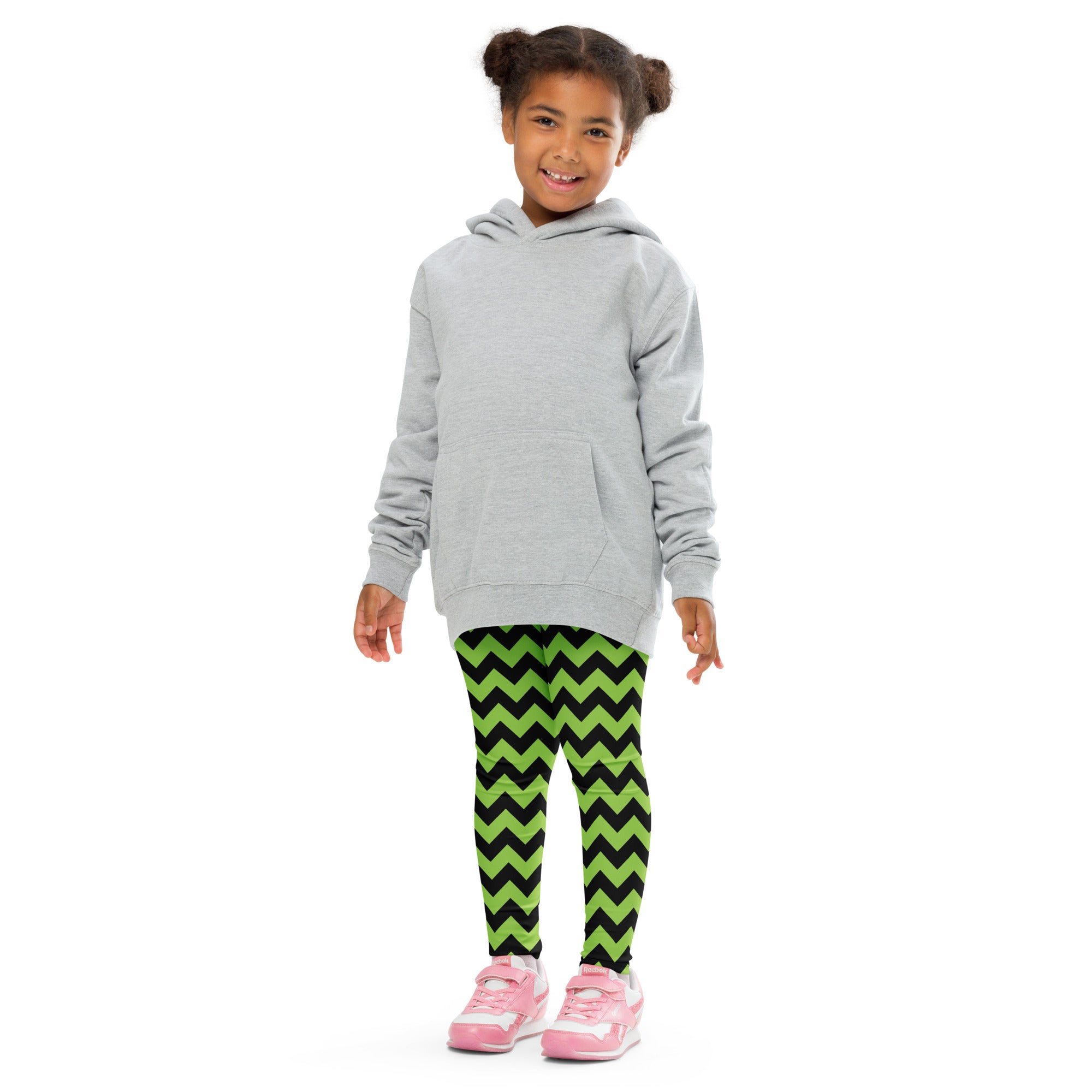 Girls Green Chevron Halloween Leggings - Warm, Buttery Soft & Stretchy
