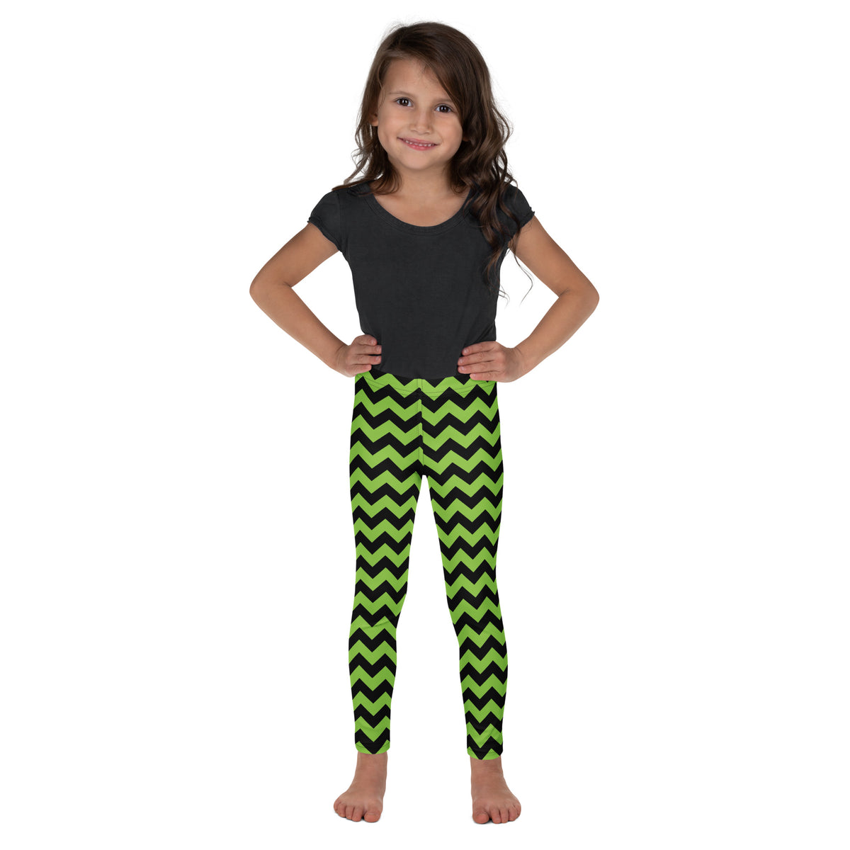 Girls Green Chevron Halloween Leggings - Warm, Buttery Soft & Stretchy