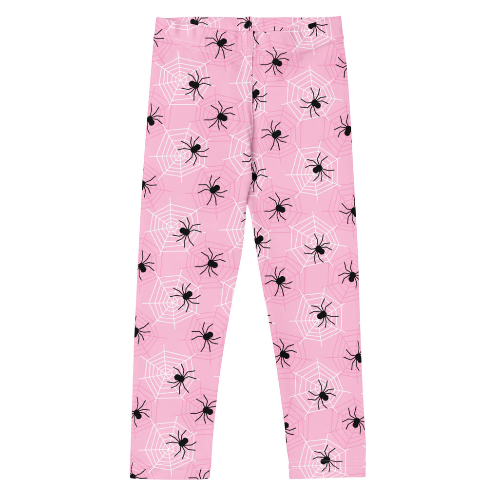 Girls Pink Spider Web Halloween Leggings - Warm, Buttery Soft & Stretchy