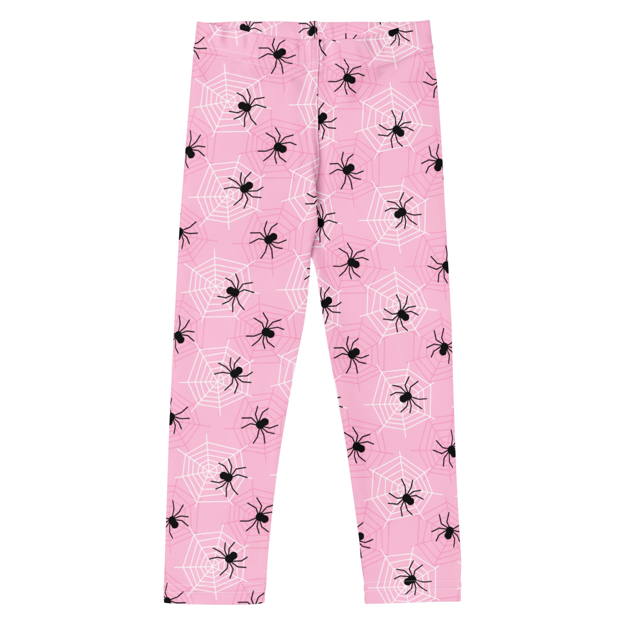 Girls Pink Spider Web Halloween Leggings - Warm, Buttery Soft & Stretchy