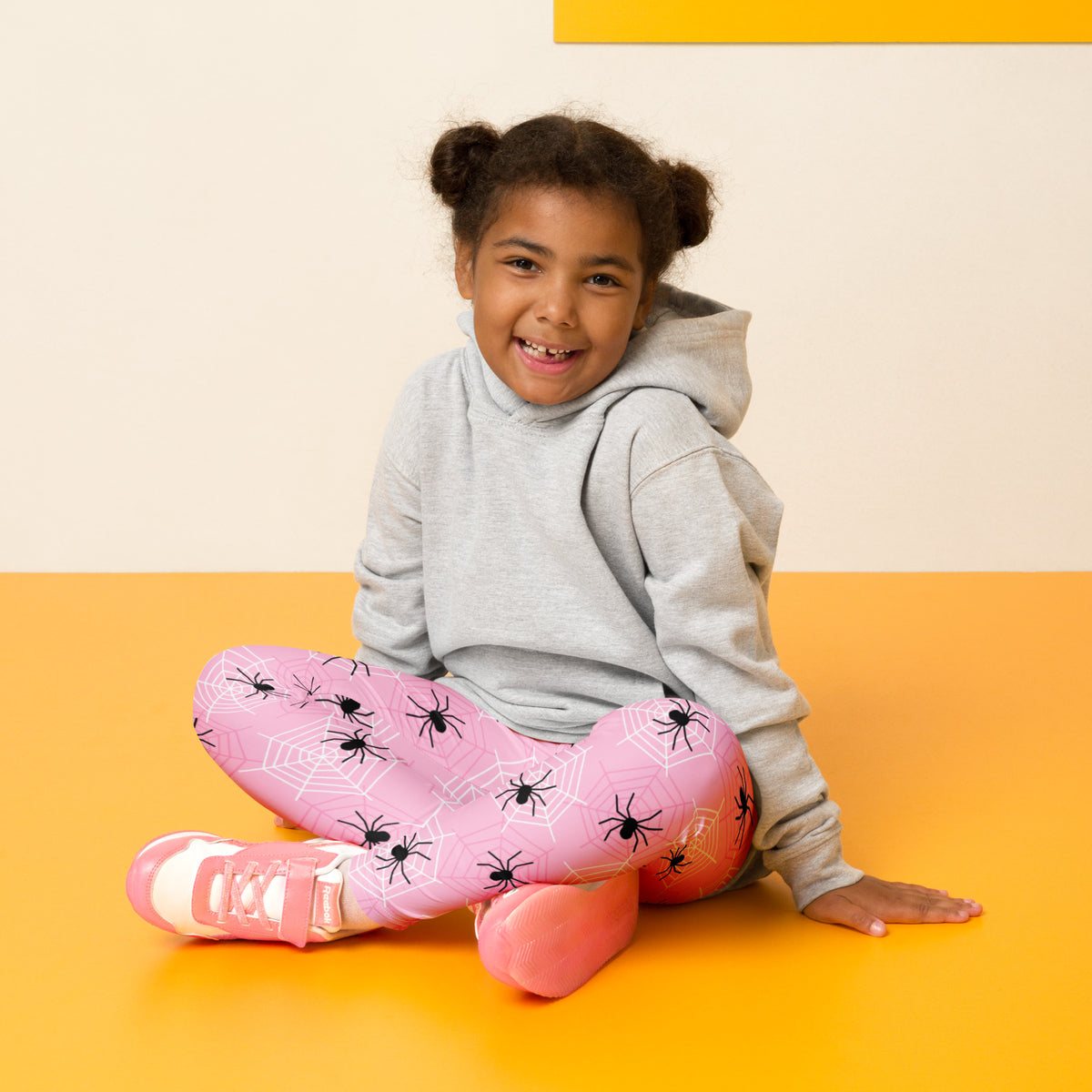 Girls Pink Spider Web Halloween Leggings - Warm, Buttery Soft & Stretchy