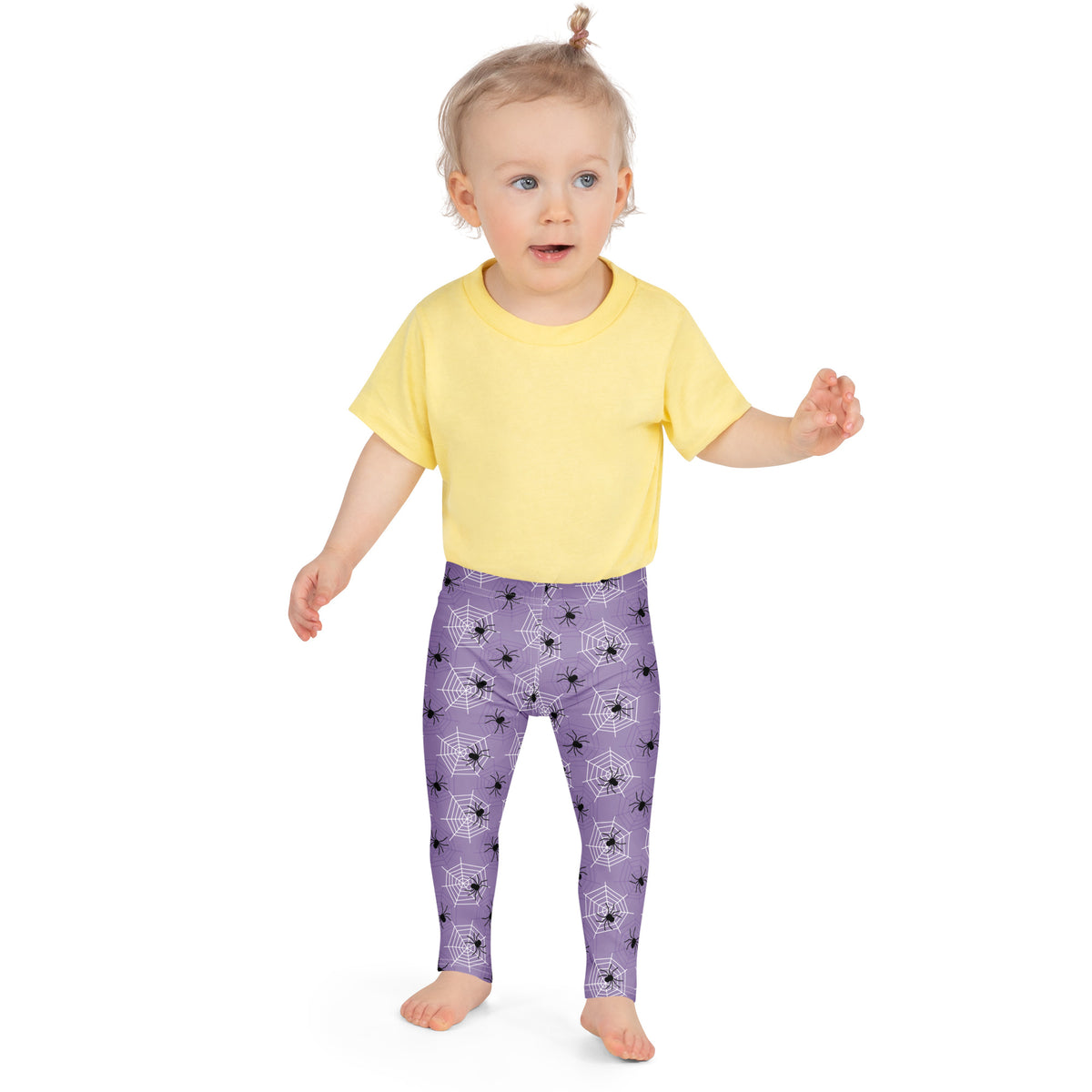 Girls Dark Purple Spider Web Halloween Leggings - Warm, Buttery Soft & Stretchy