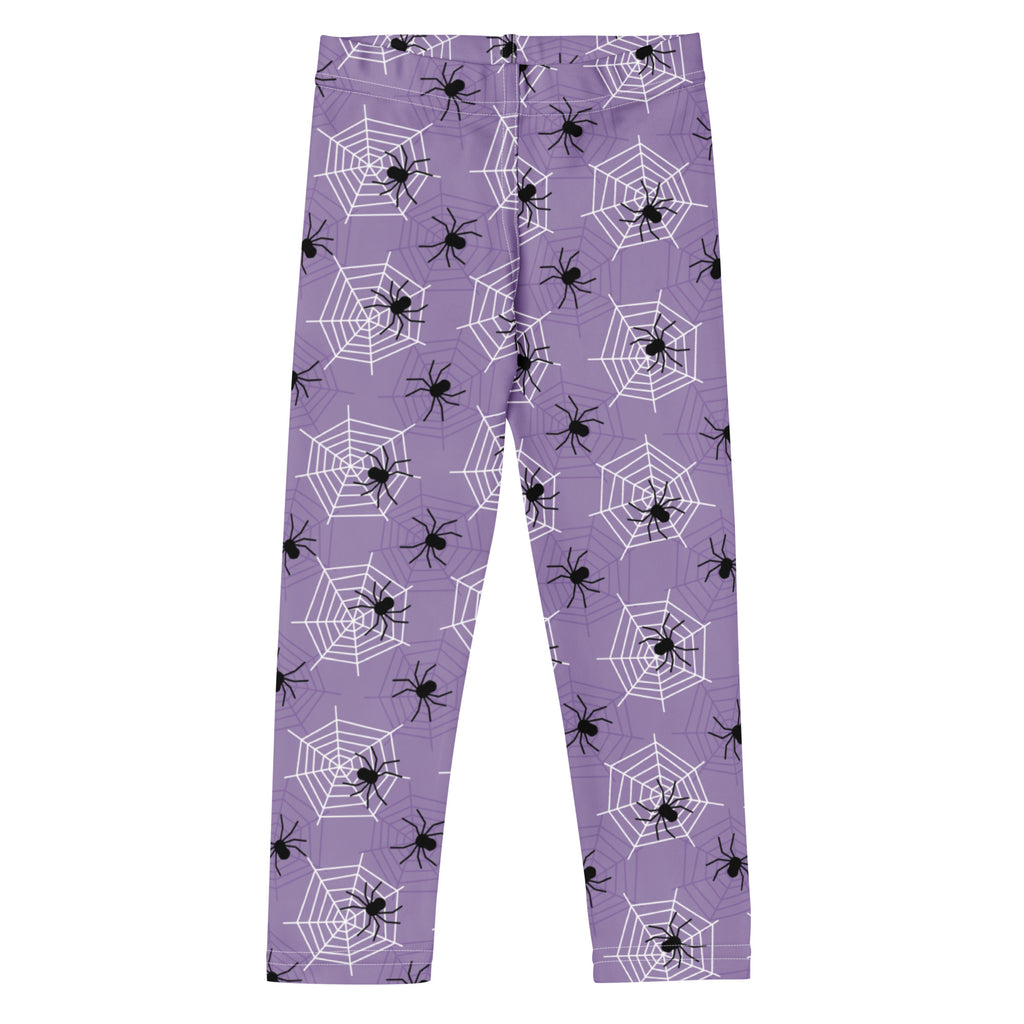 Girls Dark Purple Spider Web Halloween Leggings - Warm, Buttery Soft & Stretchy