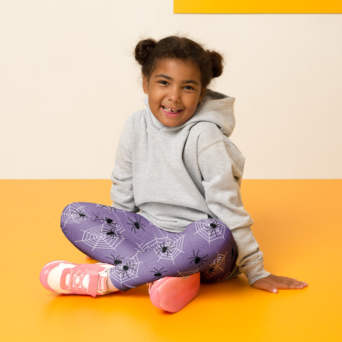 Girls Dark Purple Spider Web Halloween Leggings - Warm, Buttery Soft & Stretchy