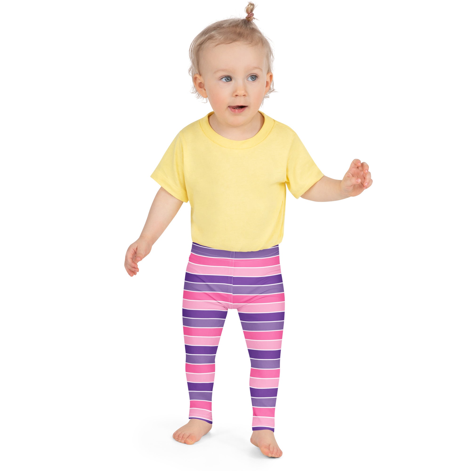Girls Pink & Purple Striped Halloween Leggings - Warm, Buttery Soft & Stretchy