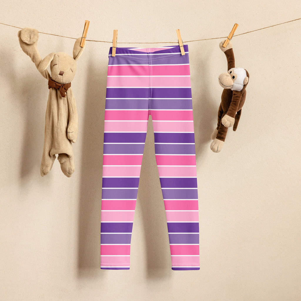 Girls Pink & Purple Striped Halloween Leggings - Warm, Buttery Soft & Stretchy