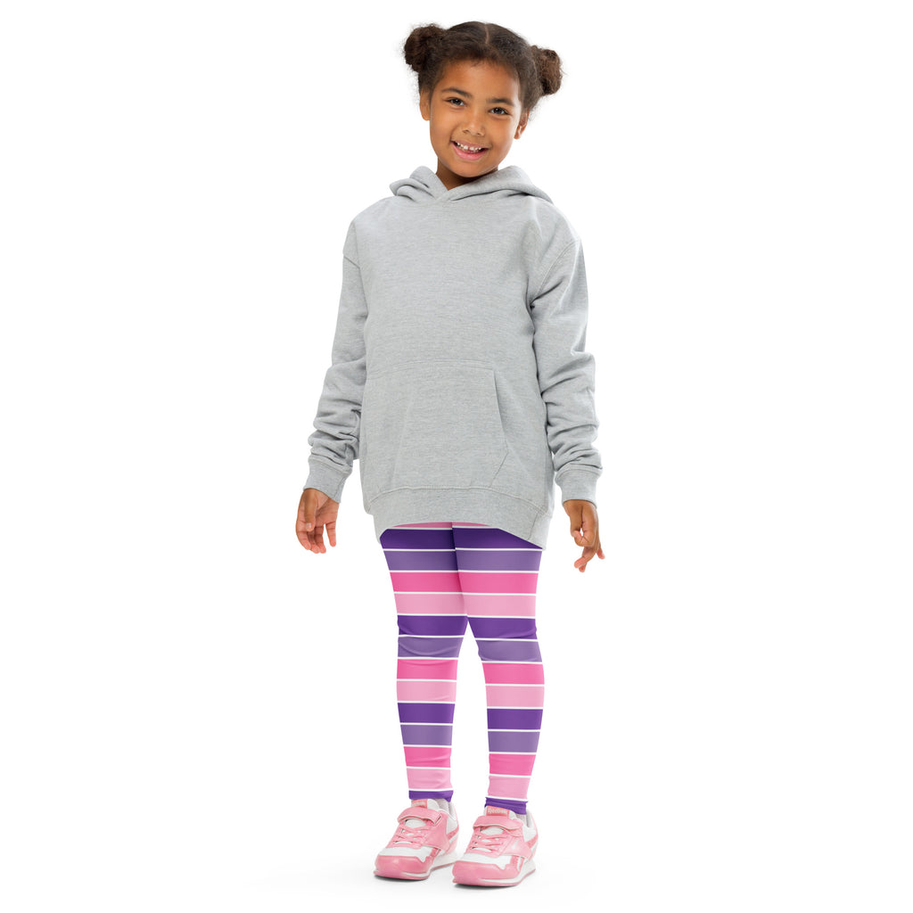 Girls Pink & Purple Striped Halloween Leggings - Warm, Buttery Soft & Stretchy