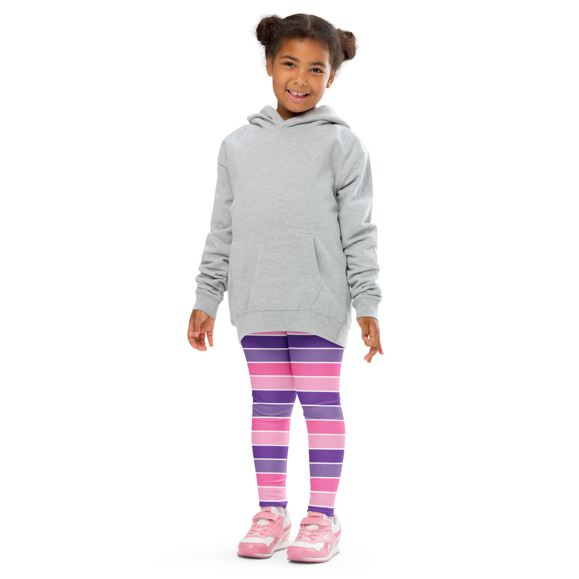 Girls Pink & Purple Striped Halloween Leggings - Warm, Buttery Soft & Stretchy