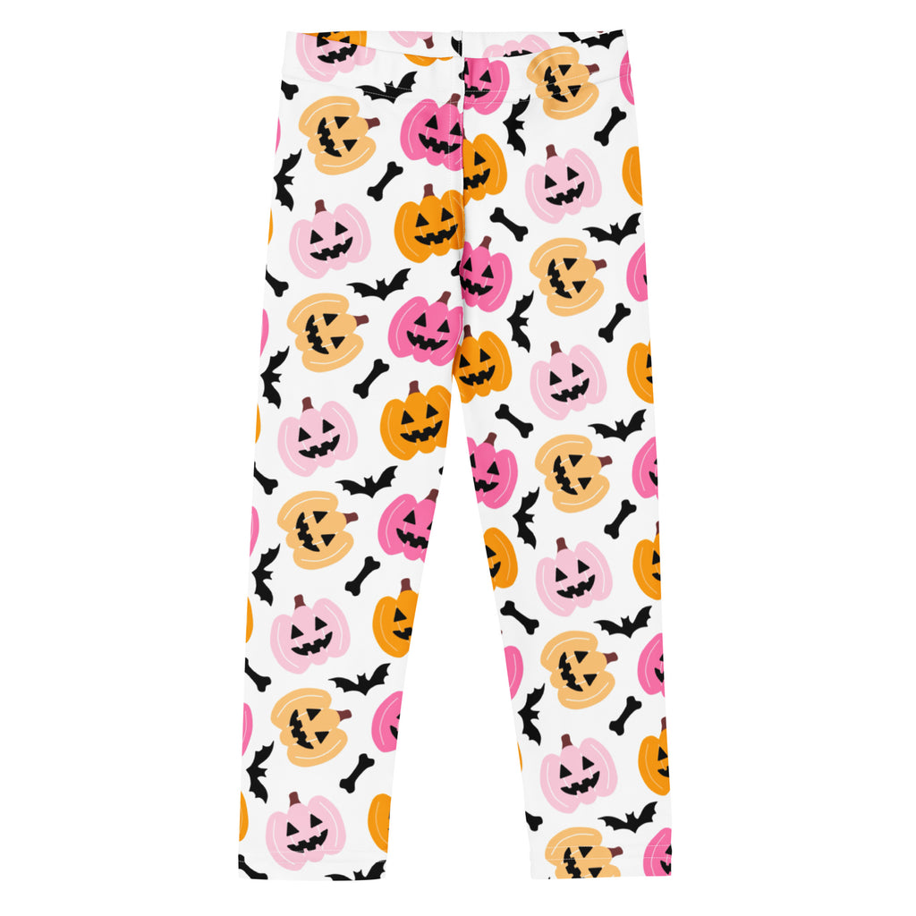 Girls Pink & Orange Pumpkin Leggings - Warm, Buttery Soft & Stretchy