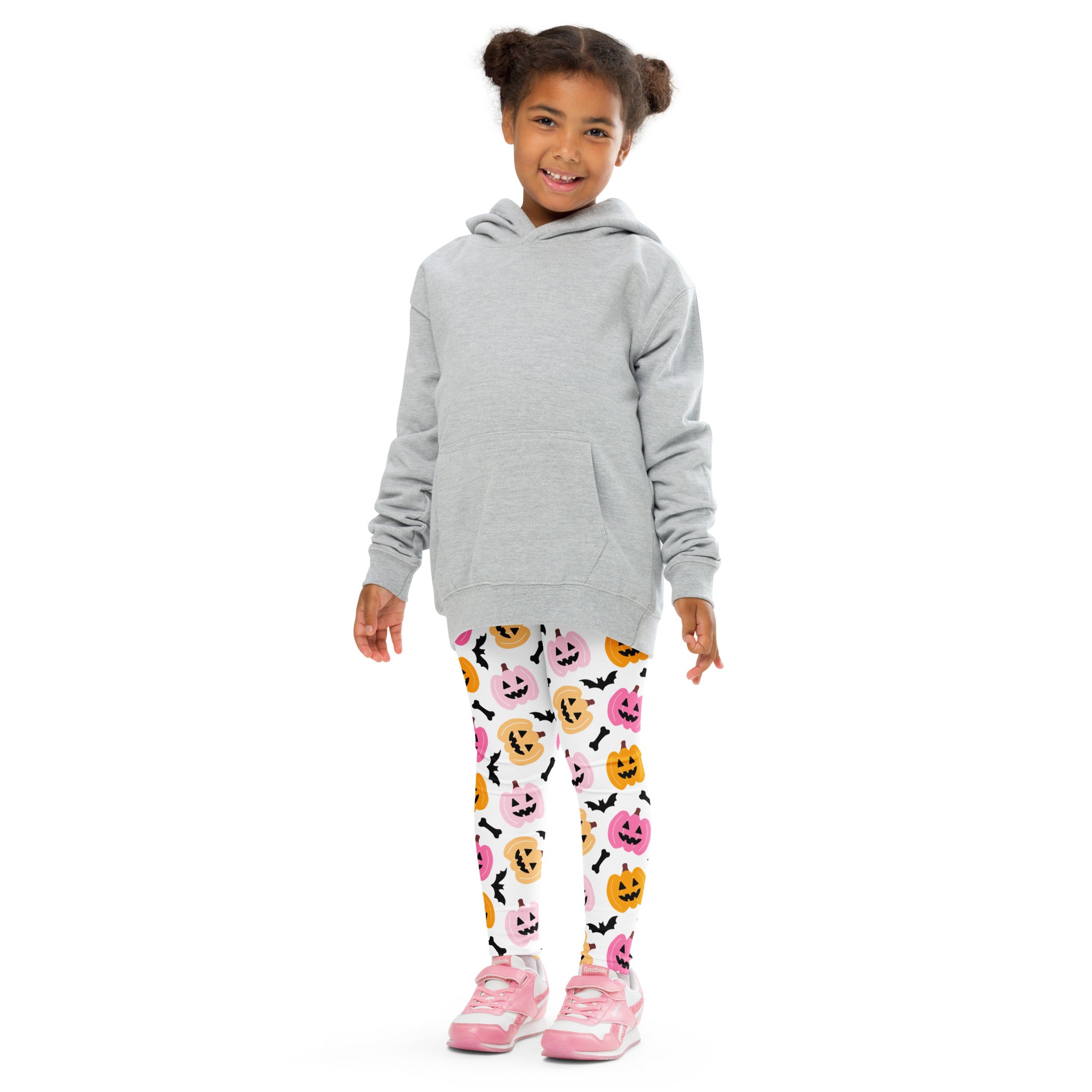 Girls Pink & Orange Pumpkin Leggings - Warm, Buttery Soft & Stretchy
