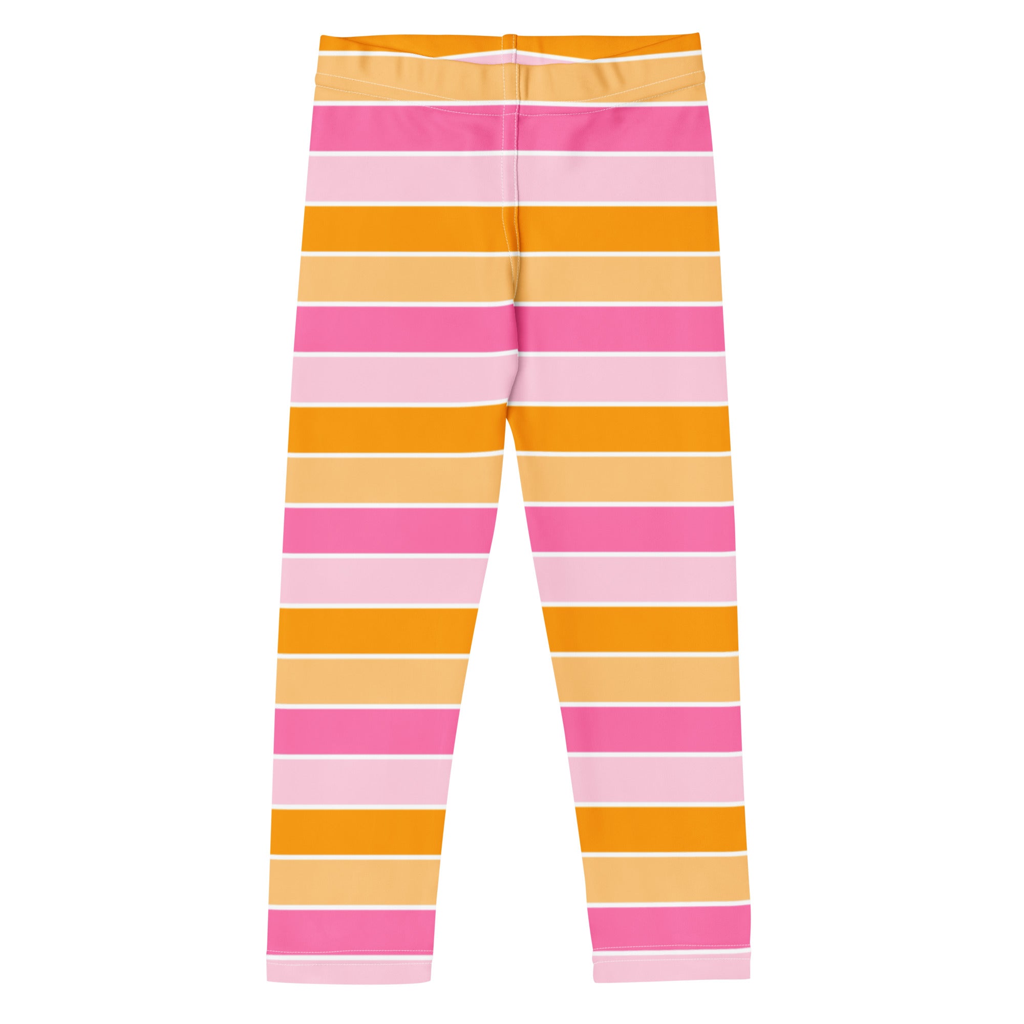 Girls Pink & Orange Striped Candy Corn Leggings - Warm, Buttery Soft & Stretchy
