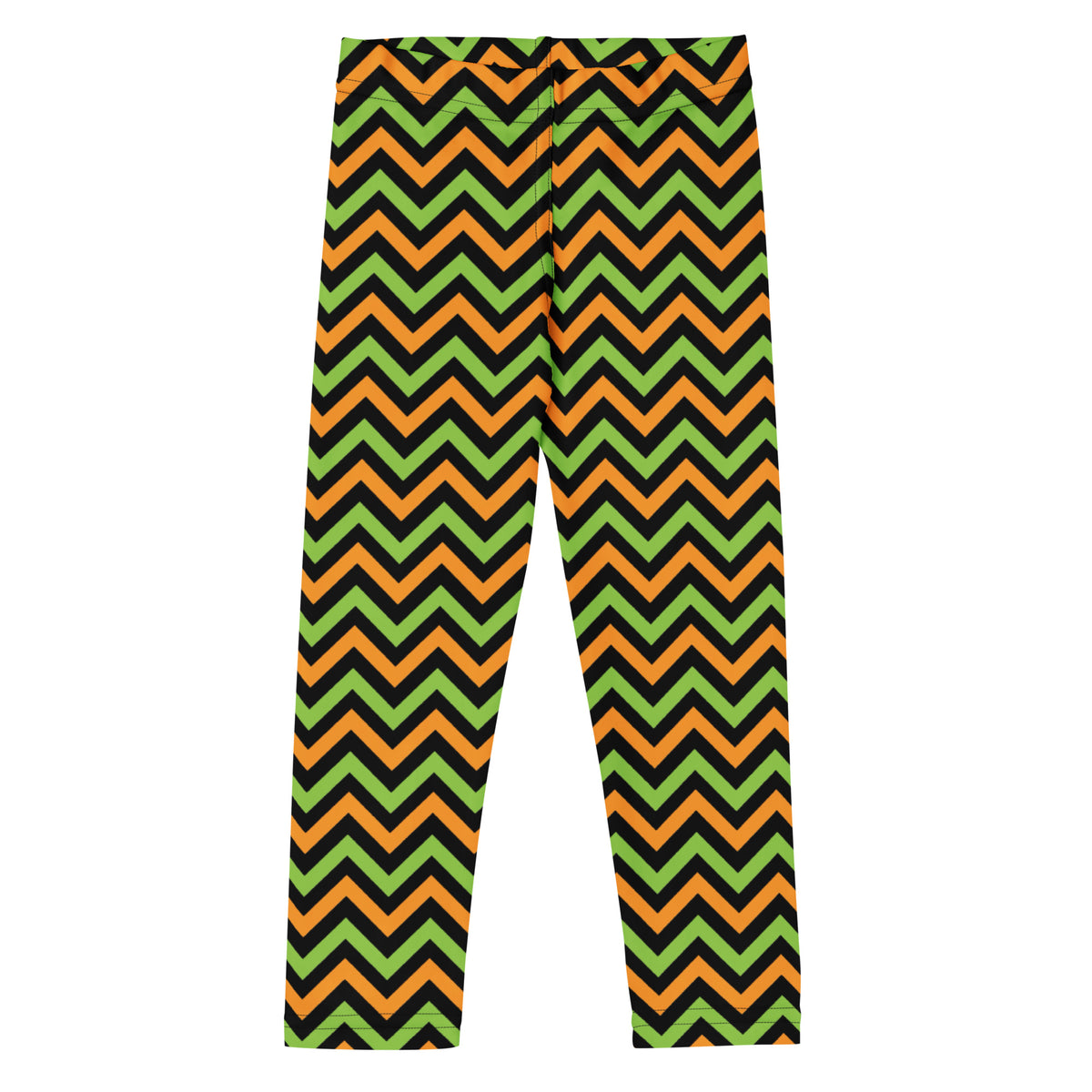 Girls Orange & Green Halloween Chevron Leggings - Warm, Buttery Soft & Stretchy