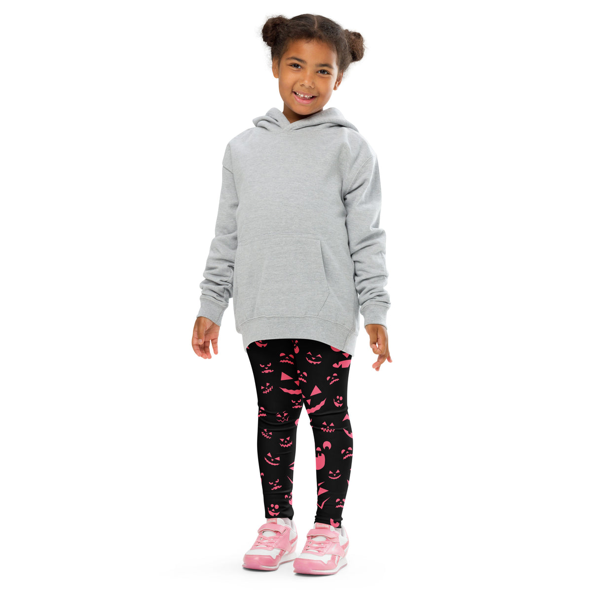 Girls Pink Jack-O’-Lantern Halloween Leggings - Warm, Buttery Soft & Stretchy