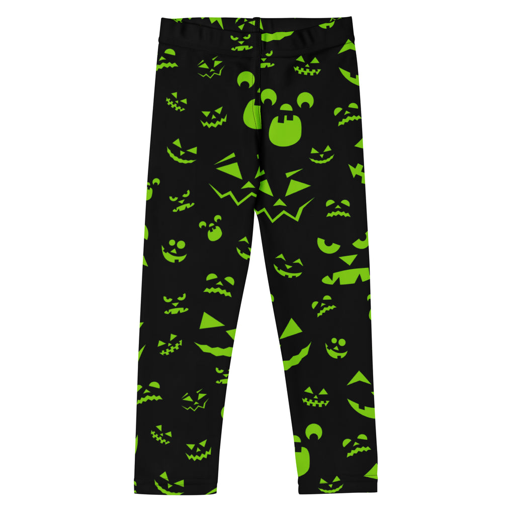Girls Green Jack-O’-Lantern Halloween Leggings - Warm, Buttery Soft & Stretchy
