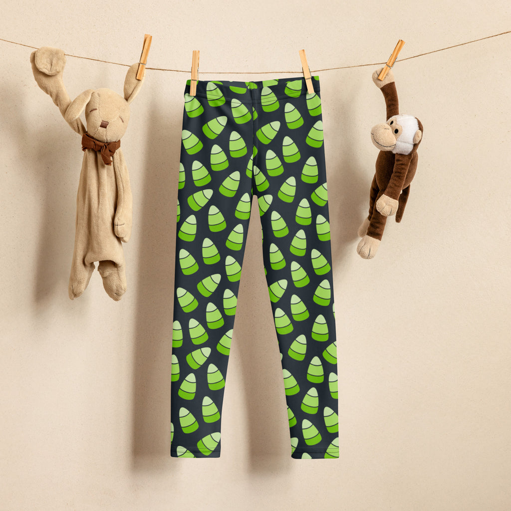 Girls Green Candy Corn Leggings - Warm, Buttery Soft & Stretchy