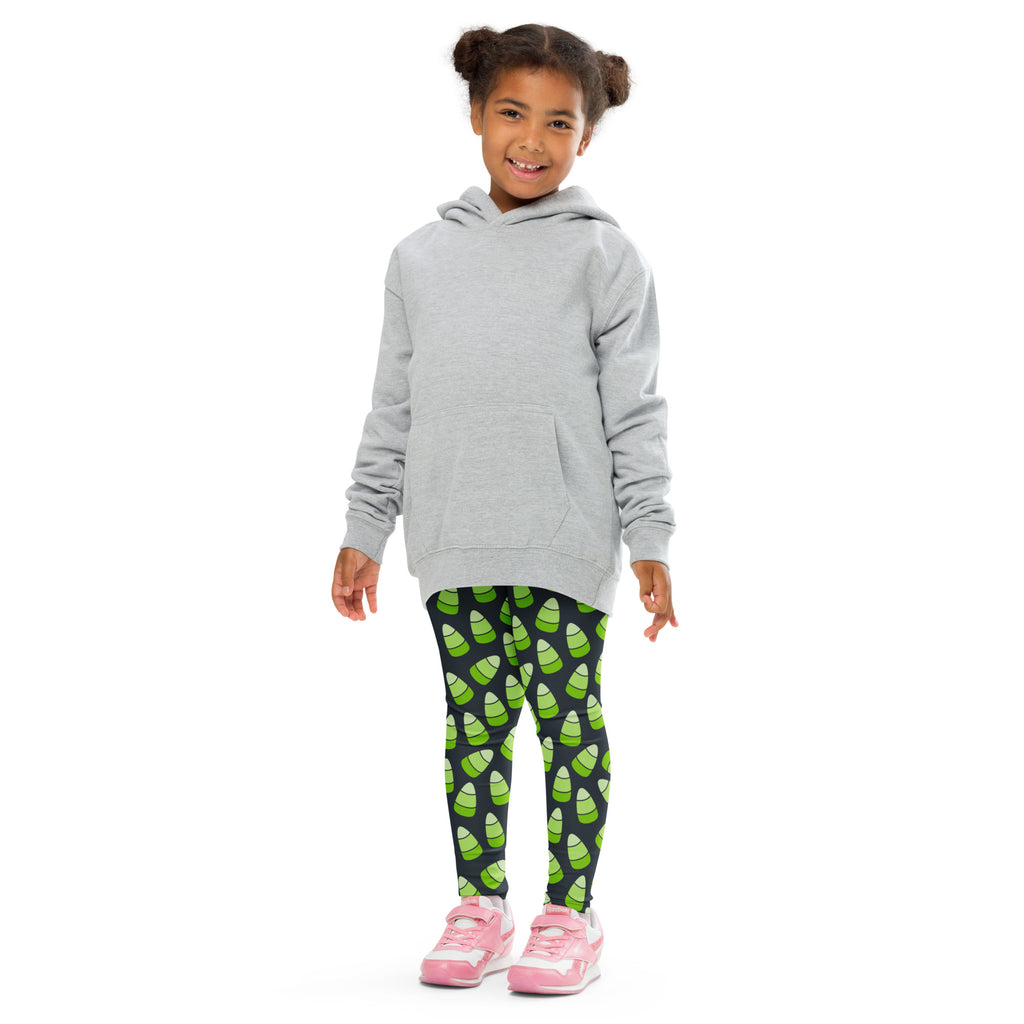 Girls Green Candy Corn Leggings - Warm, Buttery Soft & Stretchy