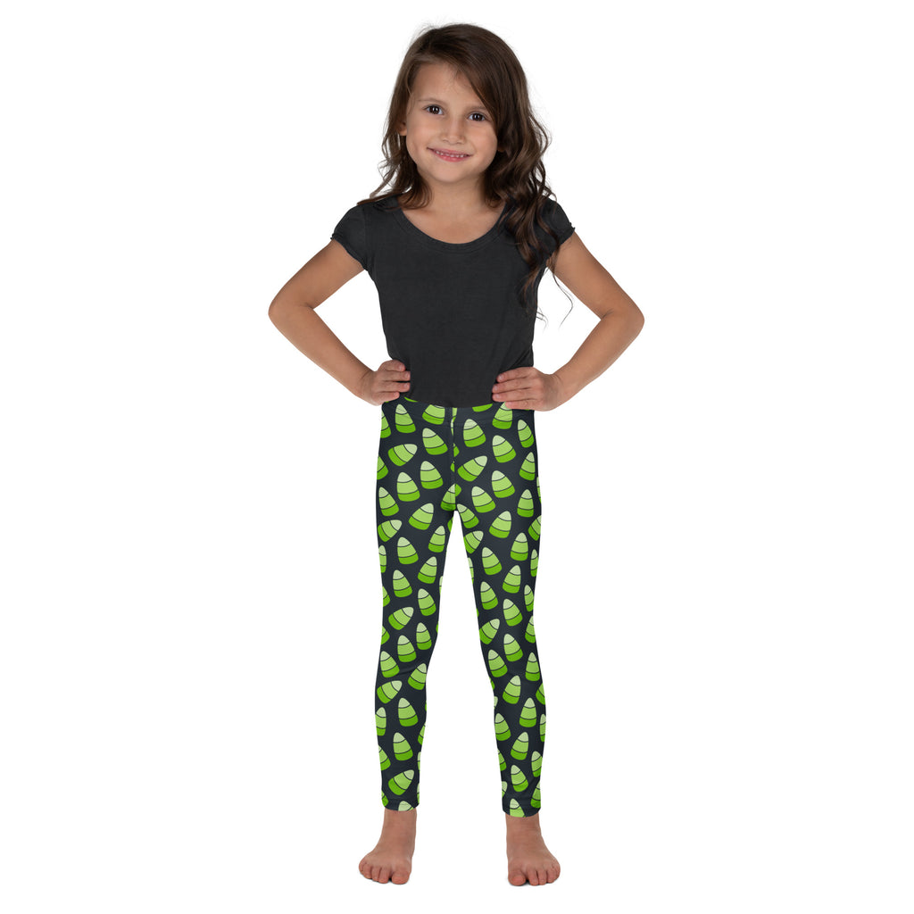 Girls Green Candy Corn Leggings - Warm, Buttery Soft & Stretchy