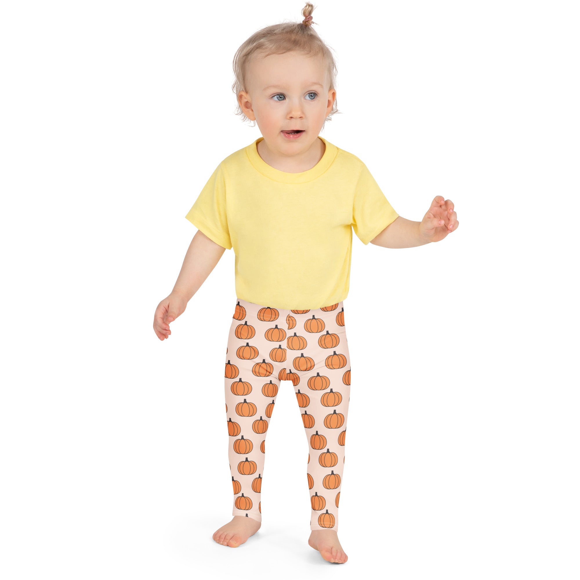 Girls Orange Pumpkin Patch Autumn Leggings - Warm, Buttery Soft & Stretchy