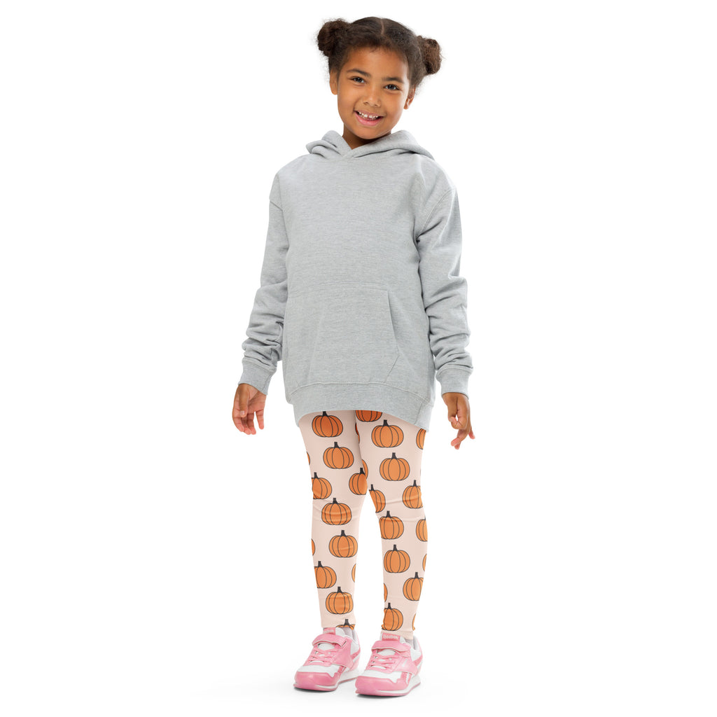 Girls Orange Pumpkin Patch Autumn Leggings - Warm, Buttery Soft & Stretchy
