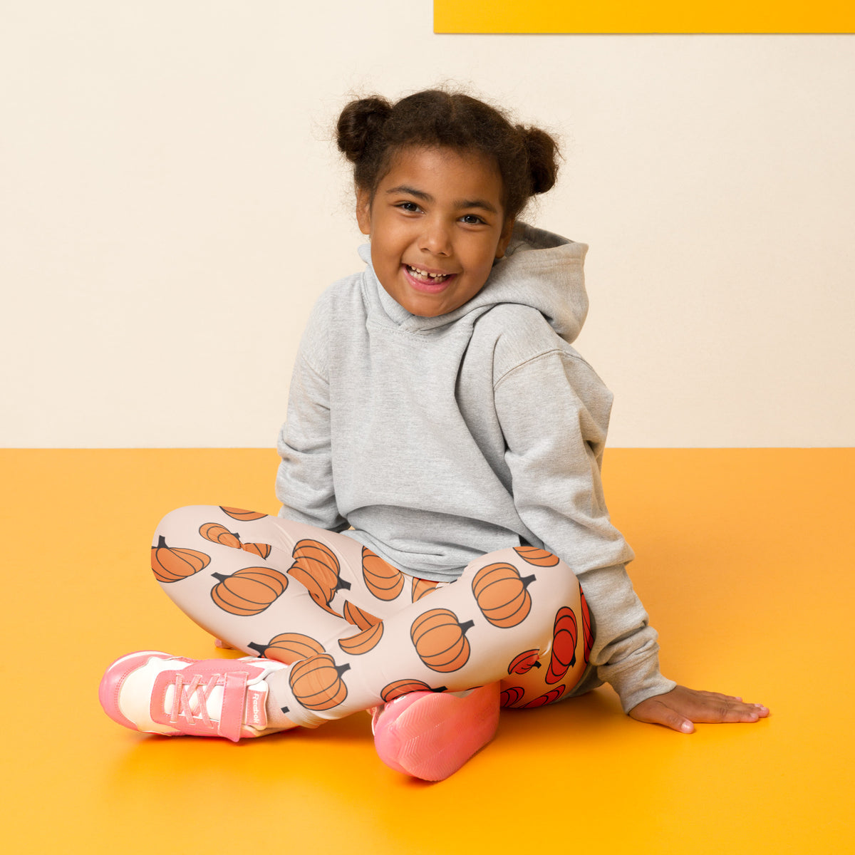 Girls Orange Pumpkin Patch Autumn Leggings - Warm, Buttery Soft & Stretchy
