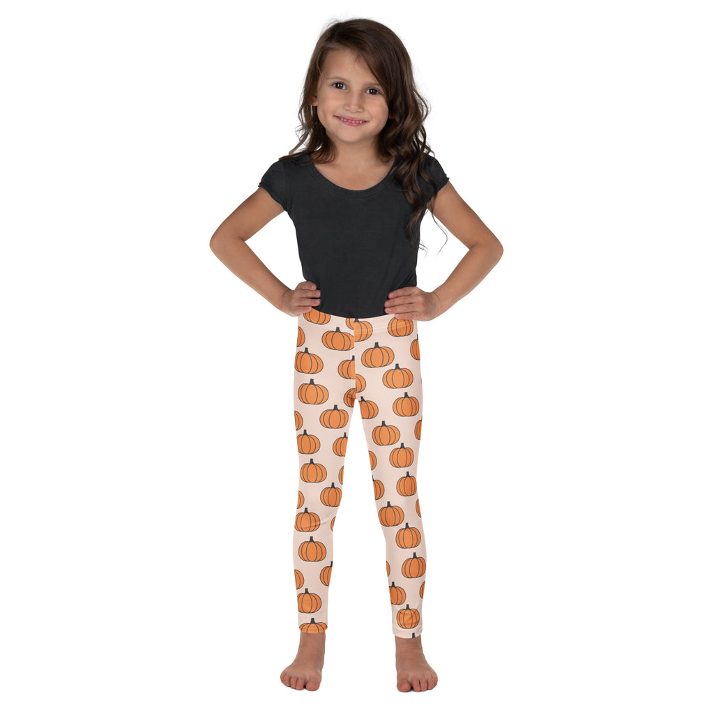 Girls Orange Pumpkin Patch Autumn Leggings - Warm, Buttery Soft & Stretchy
