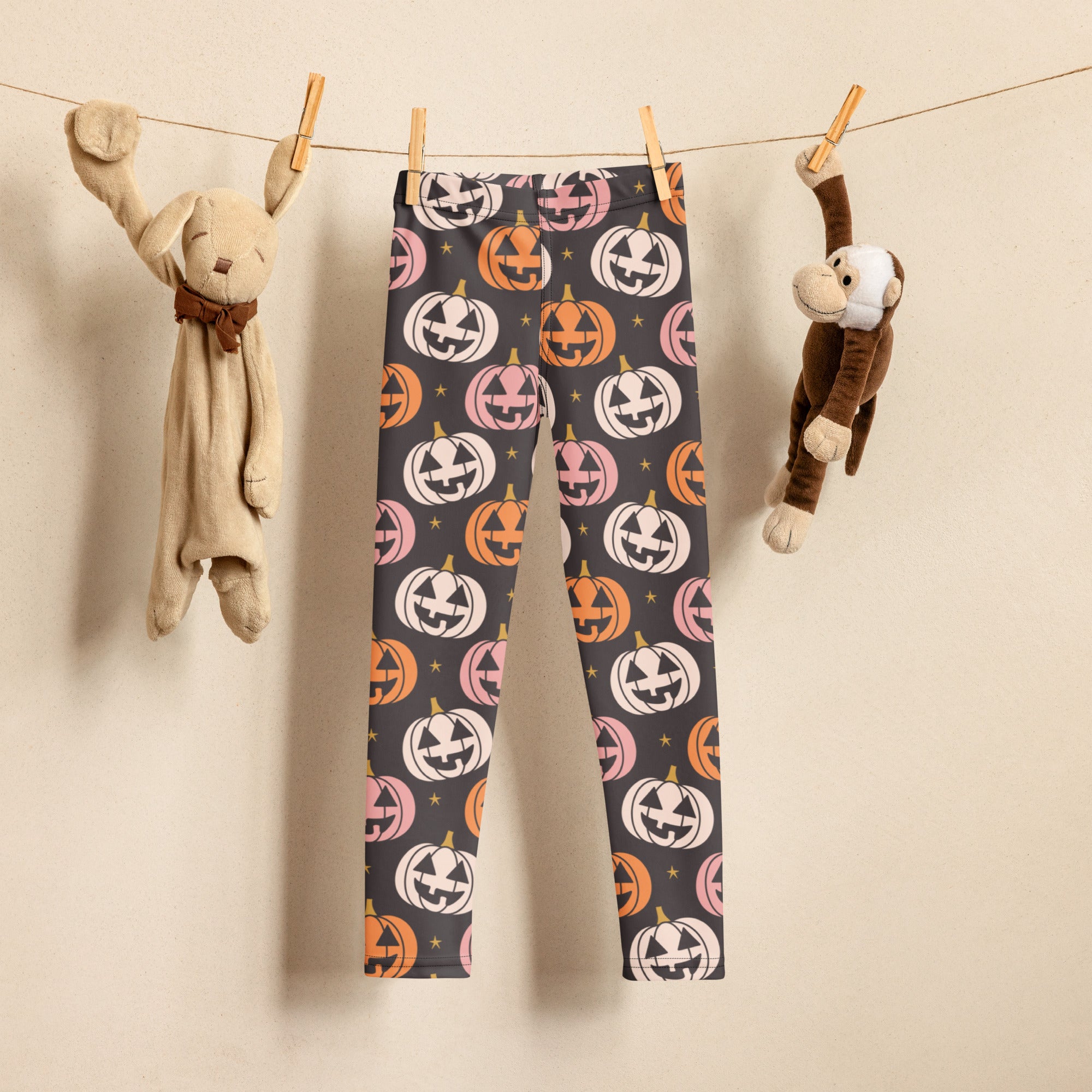 Girls Jack O' Lantern Pumpkin Patch Leggings - Warm, Buttery Soft & Stretchy