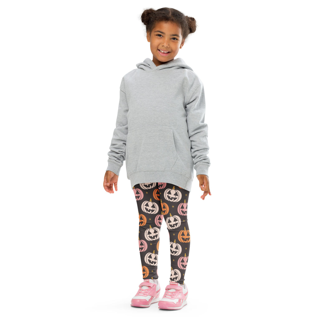 Girls Jack O' Lantern Pumpkin Patch Leggings - Warm, Buttery Soft & Stretchy