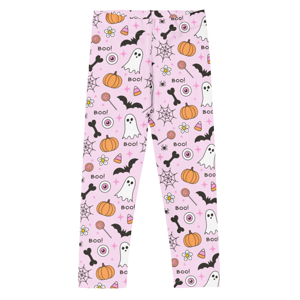 Girls Pink Halloween Themed Leggings - Warm, Buttery Soft & Stretchy