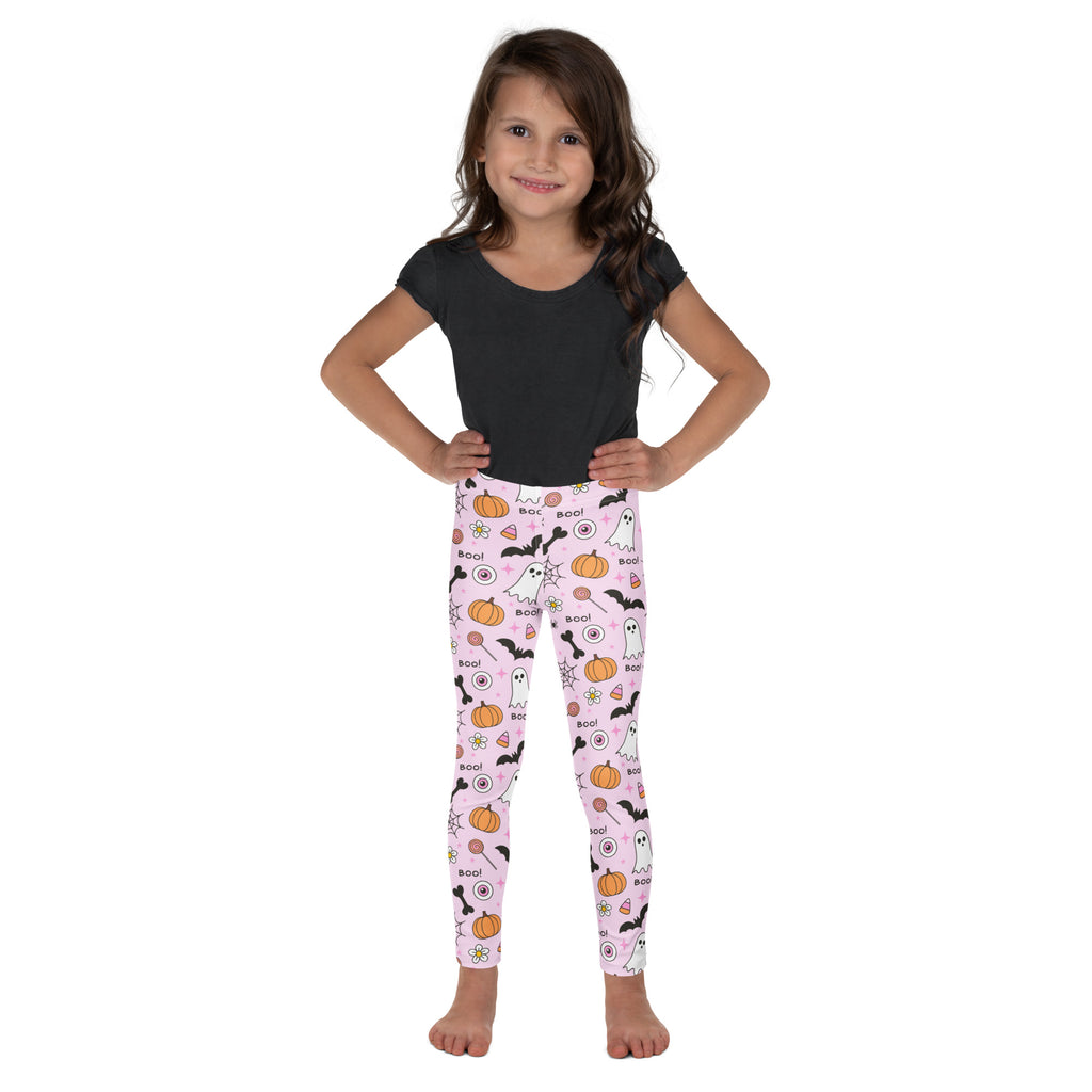 Girls Pink Halloween Themed Leggings - Warm, Buttery Soft & Stretchy