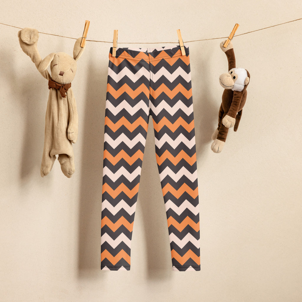 Girls Orange Cream Chevron Leggings - Warm, Buttery Soft & Stretchy