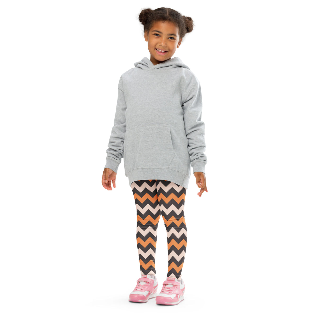 Girls Orange Cream Chevron Leggings - Warm, Buttery Soft & Stretchy