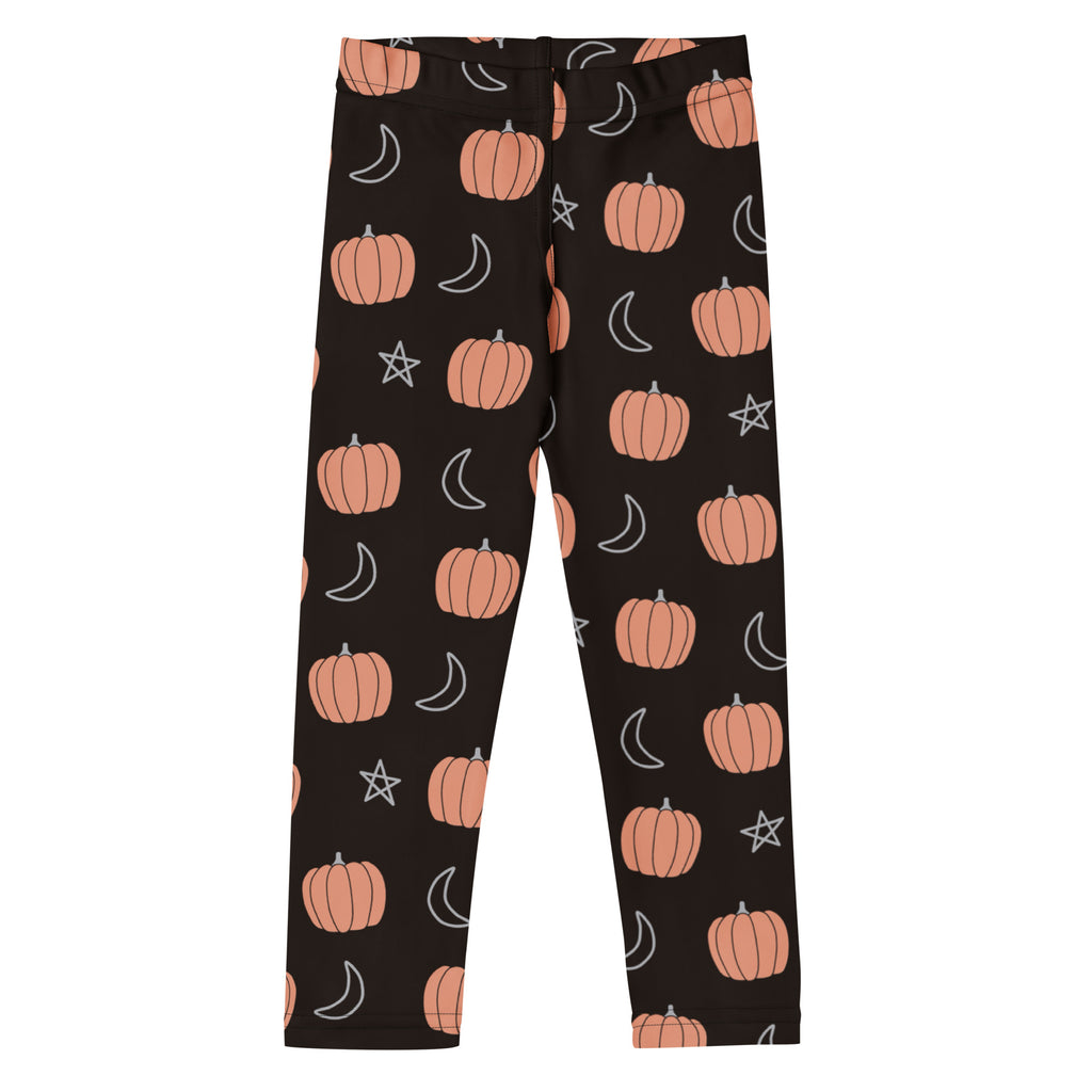 Girls Pumpkin Moon Star Leggings - Warm, Buttery Soft & Stretchy