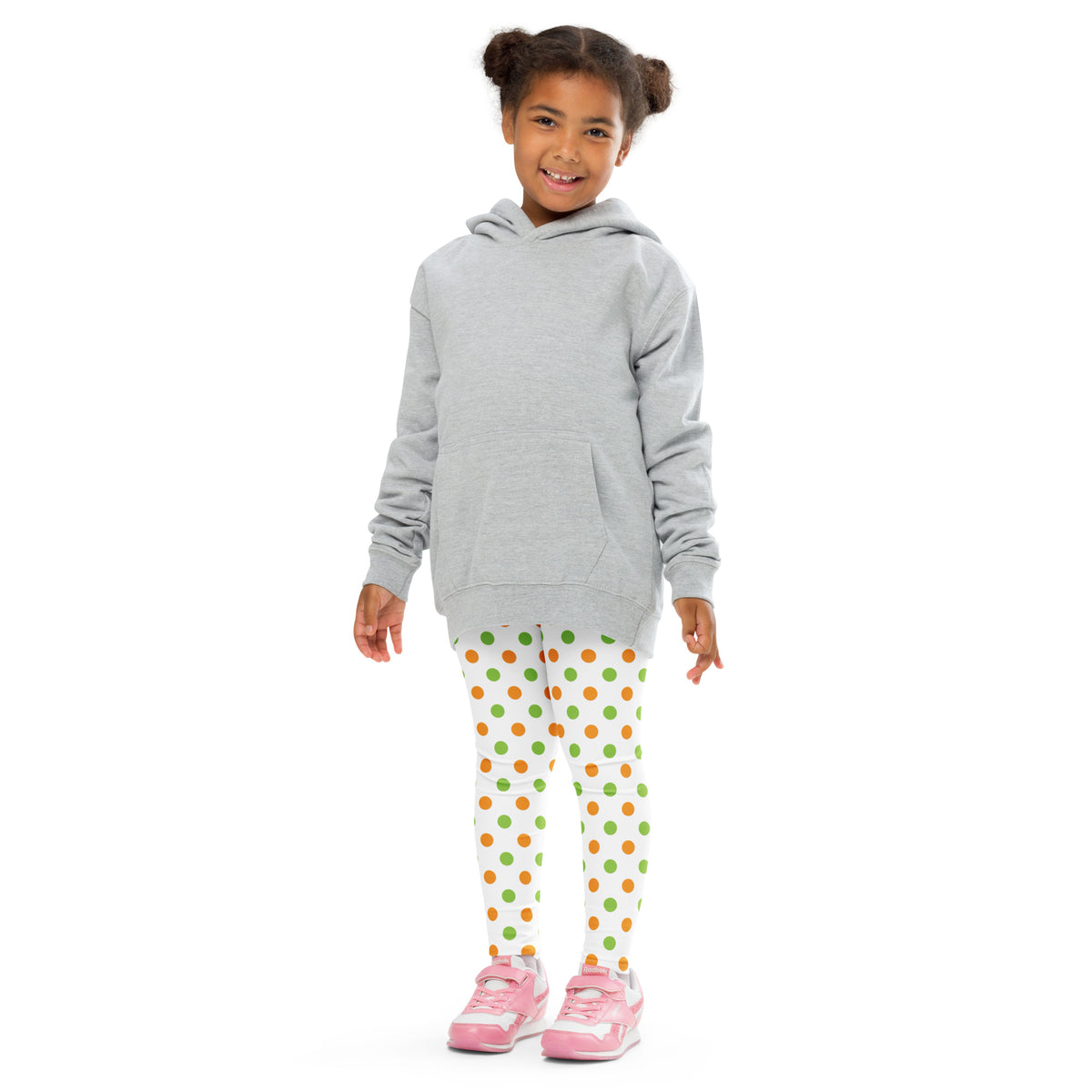Girls Orange & Green Halloween Polka Dot Leggings - Warm, Buttery Soft & Stretchy