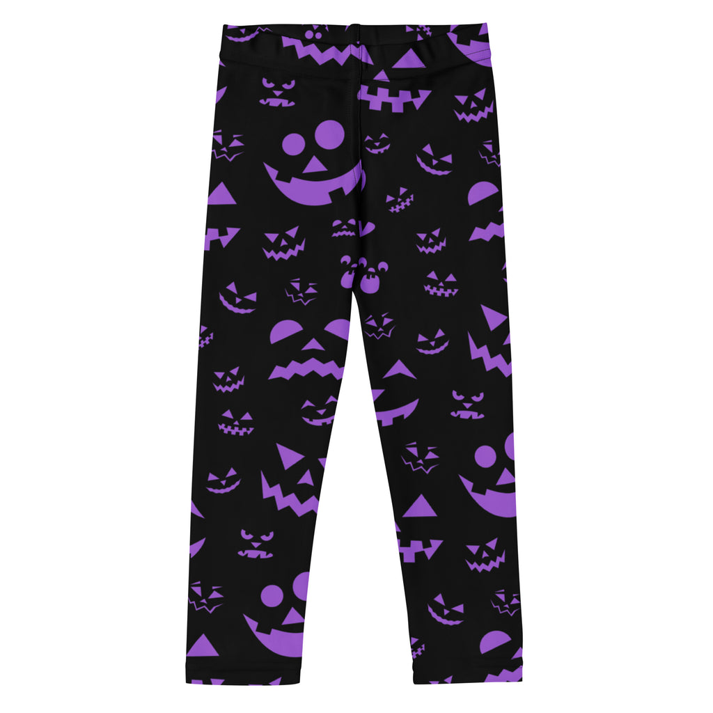 Girls Purple Jack-O’-Lantern Halloween Leggings - Warm, Buttery Soft & Stretchy