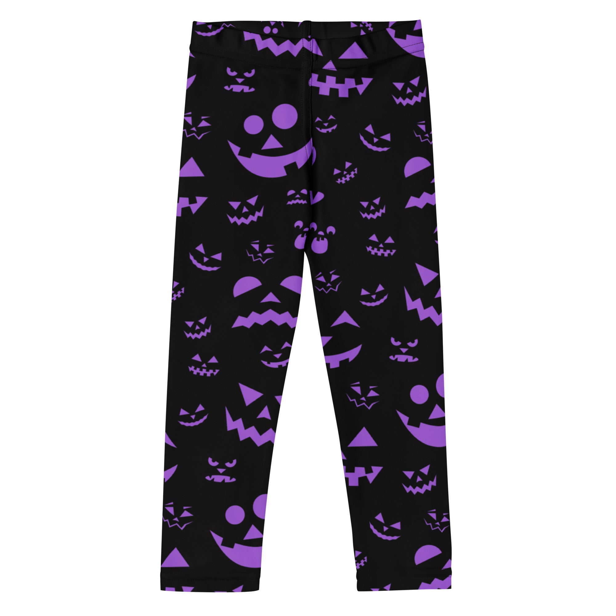 Girls Purple Jack-O’-Lantern Halloween Leggings - Warm, Buttery Soft & Stretchy