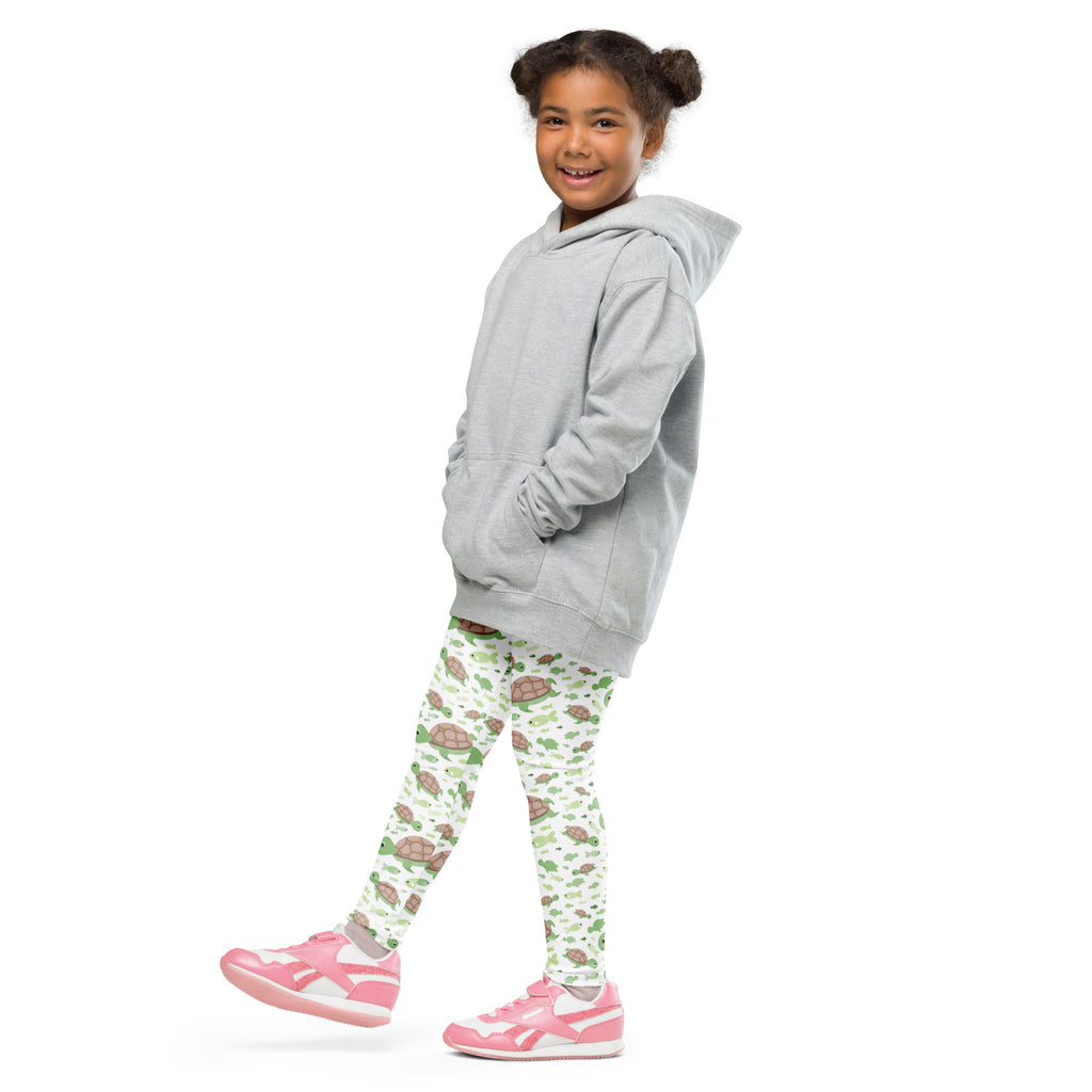 Gray hooded sweatshirt with front pockets and relaxed fit shown with kids green sea turtles buttery soft leggings