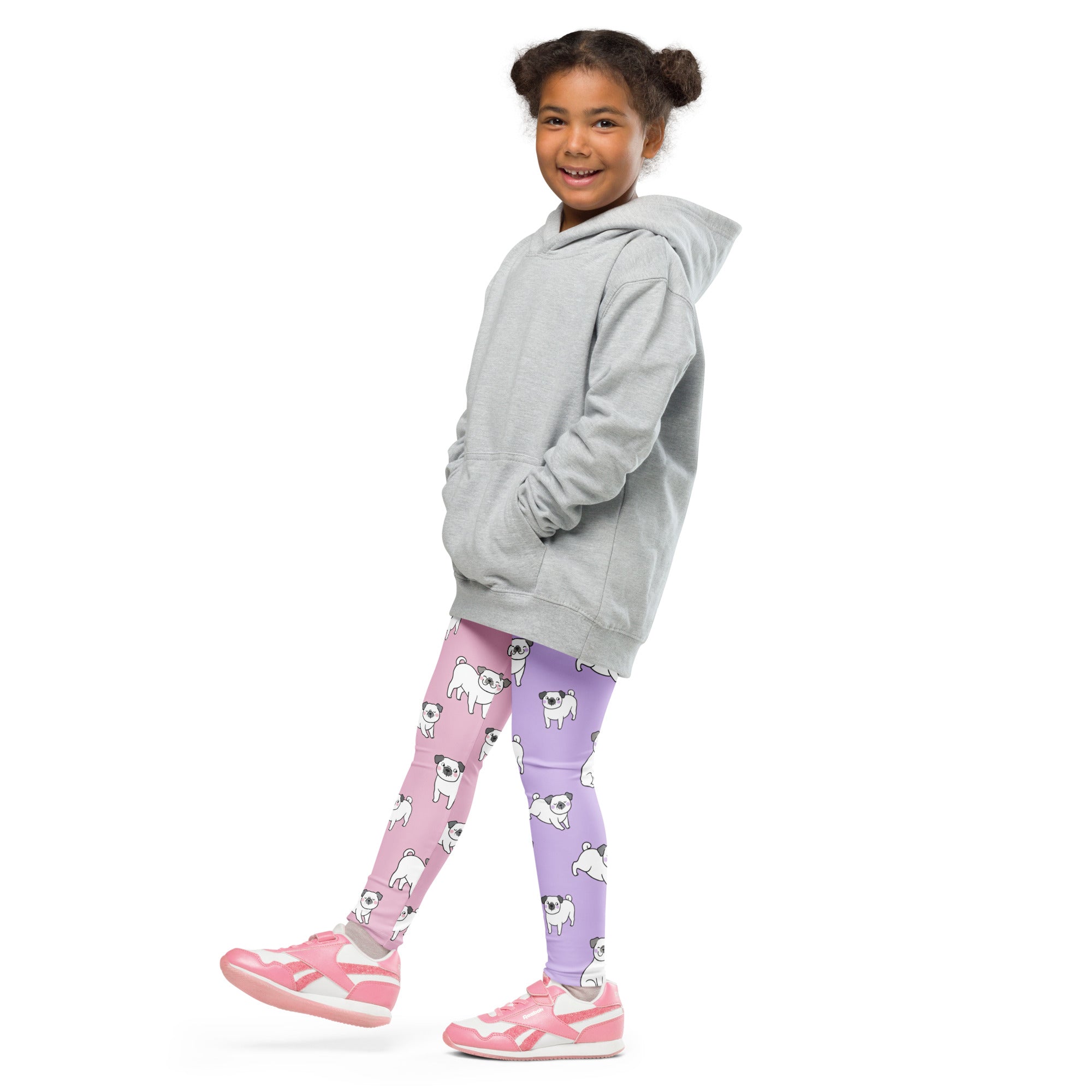 Girls Pink & Purple Pug Buttery Soft Leggings