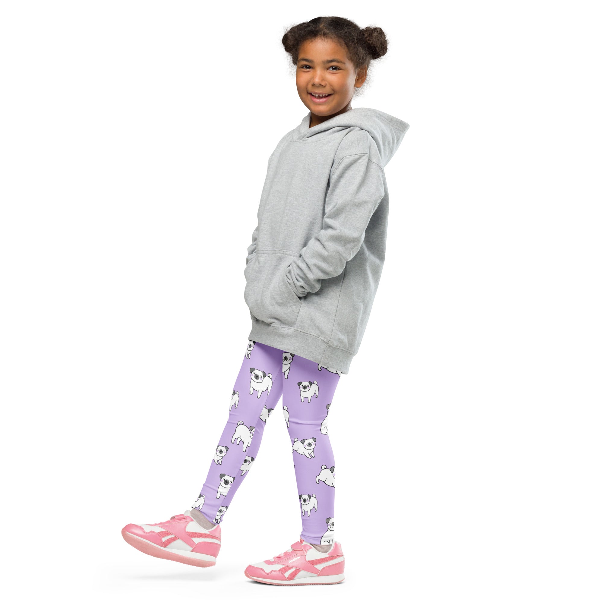 Girls Purple Pug Buttery Soft Leggings