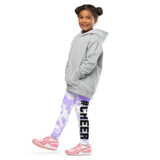 Girls Custom Lavender Tie Dye Buttery Soft Leggings With Name or Hashtag