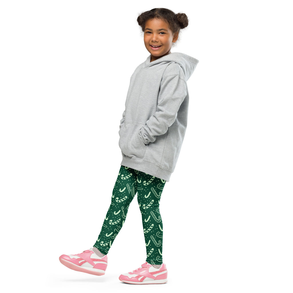 Gray hooded sweatshirt with relaxed fit and front pockets shown with kids green candy cane buttery soft leggings