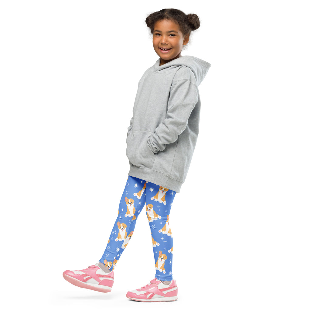 Kids Blue Corgi Dog Buttery Soft Leggings