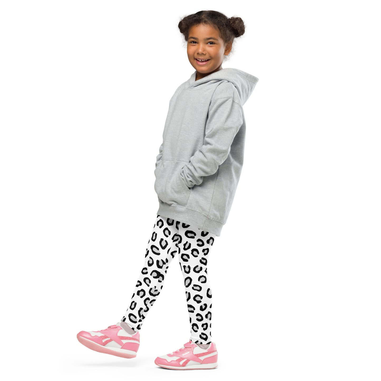 Girls Black and White Leopard Print Buttery Soft Leggings